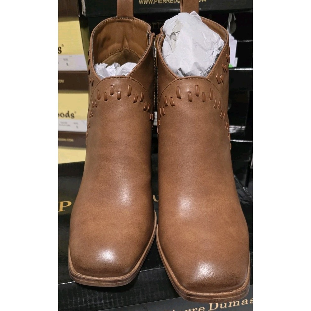Pierre Dumas Ankle Bootie Brown Side Zip Size 10 Ankle Boots Cammy 12 Tan